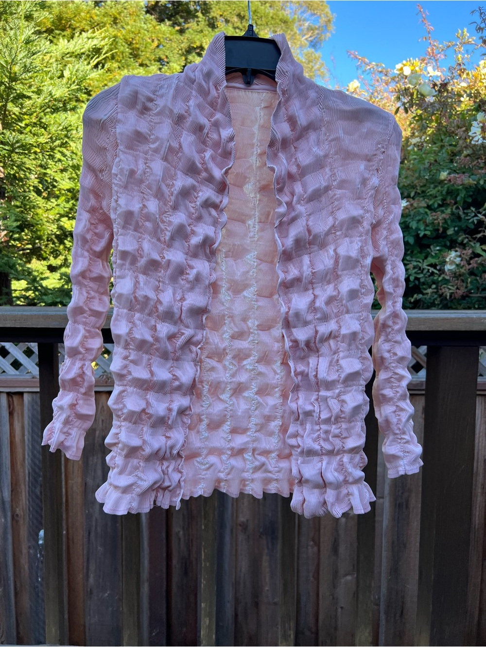 Pink Pleated Open-Front Women’s Top
